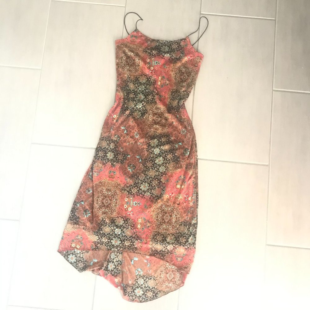 Vintage Byer Too! Mesh Paisley Floral Midi Slip Dress Medium